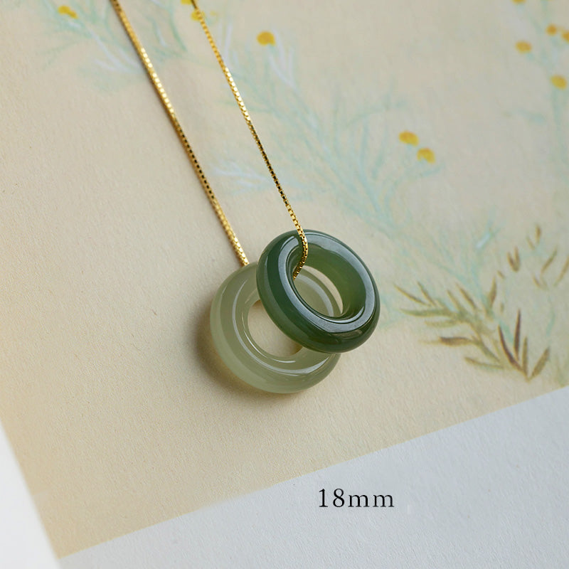 Collier de paix en jade naturel et jade cyan de 14 mm pour la chance et l'abondance