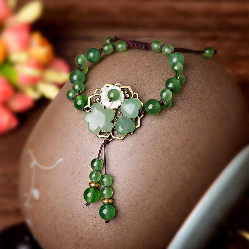 Bracelet porte-bonheur unisexe en jade vert, perles de 6 à 10 mm