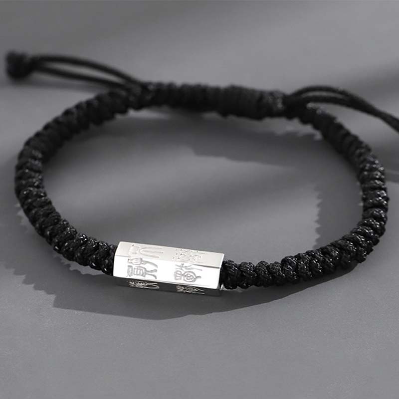 925 Sterling Silver Red String Blessing Bracelet with Engraving