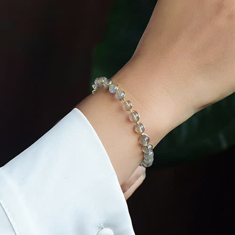 Bracelet de guérison en or 14 carats avec pierre de lune pour une énergie positive et un calme optimal