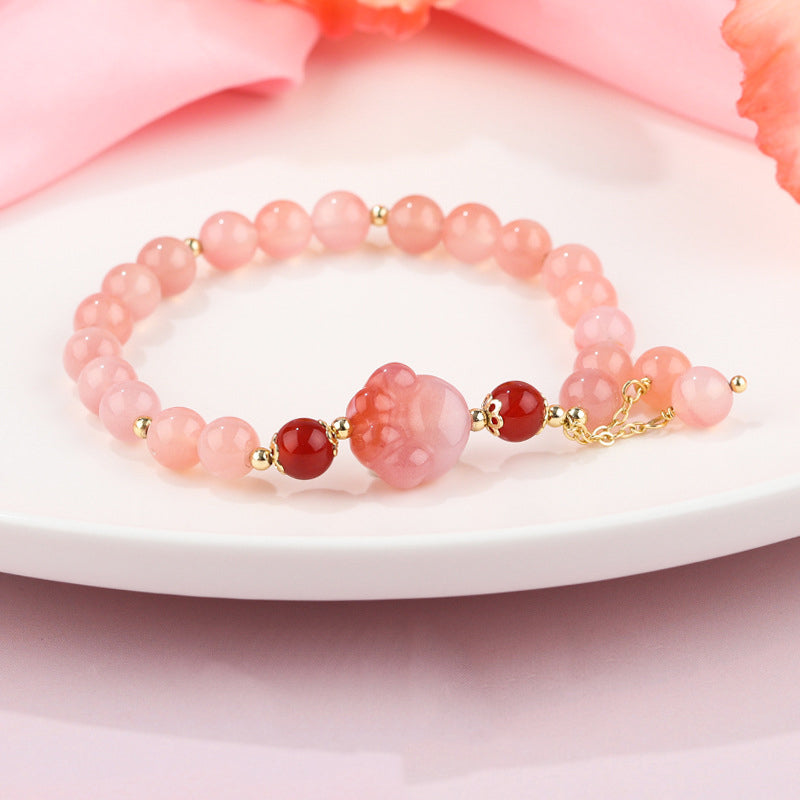 Bracelet positif en agate Yanyuan de 6 mm avec griffes de chat