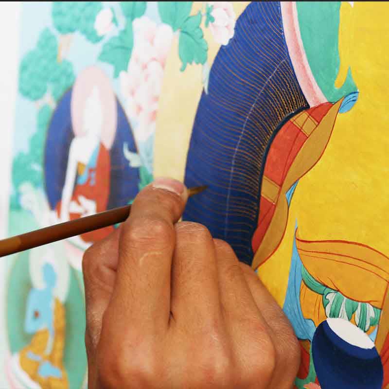 Handmade Tibetan Thangka Painting Decoration 26x26cm Random Pattern