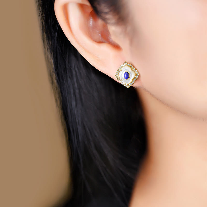 Ensemble collier et boucles d'oreilles spirituels en argent sterling et lazurite Tridacna