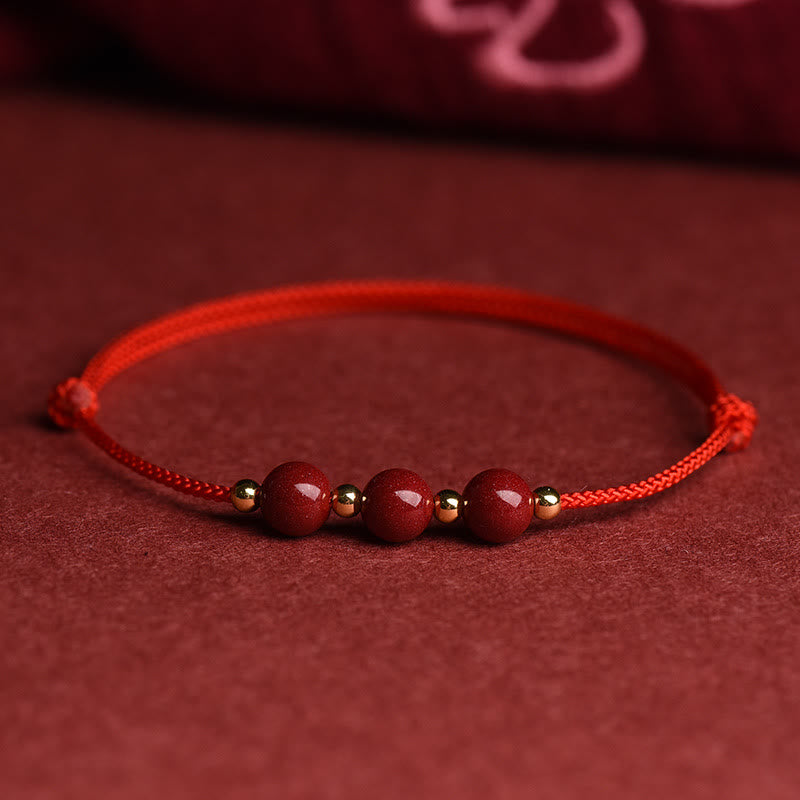 Bracelet et bracelet de cheville en cinabre avec cordon porte-bonheur