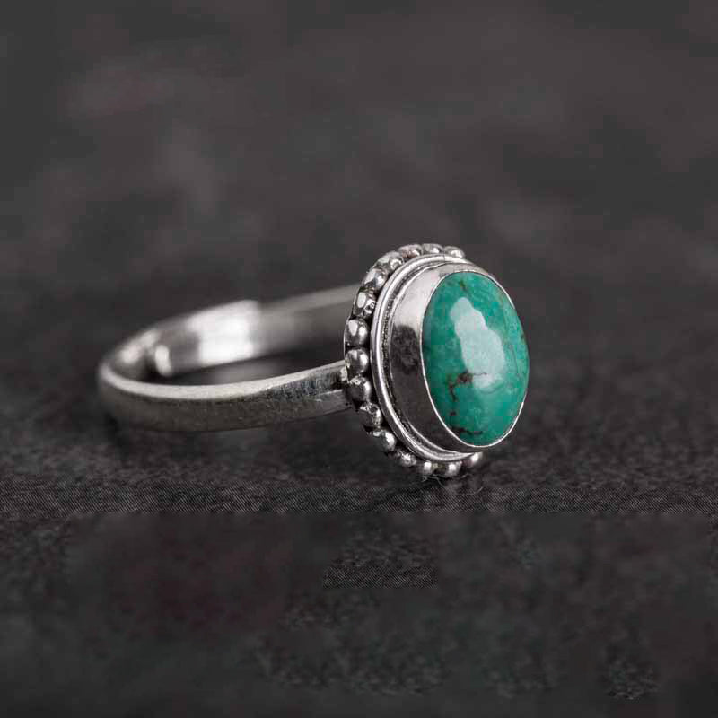 Bague turquoise ajustable en argent sterling 925 Sagesse