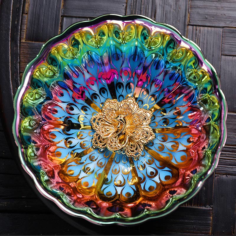 Tasse à thé en céramique Vivid Peacock Jian Zhan 110 ml