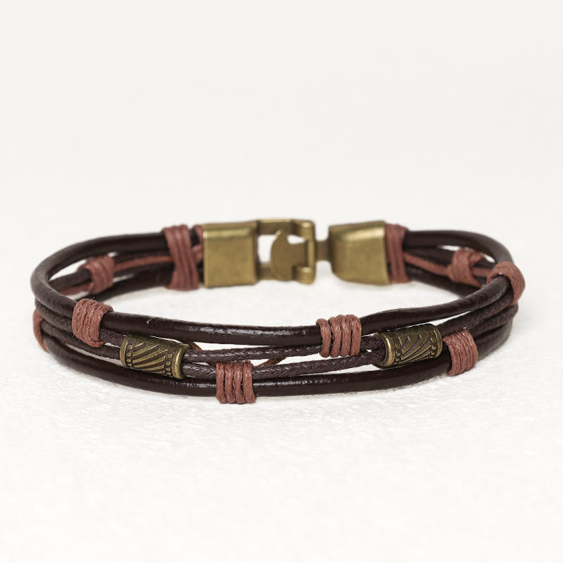 Unisex Copper Leather Spiritual Bracelet for Healing & Balance