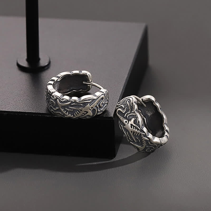 Boucles d'oreilles spirituelles en cuivre à motif d'arêtes de poisson pour la richesse et la chance