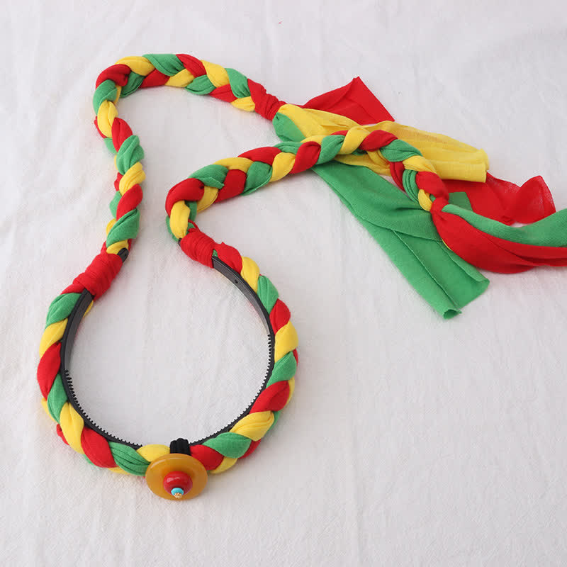 Accessoires pour cheveux spirituels en cuivre avec perles à pompons tibétaines colorées