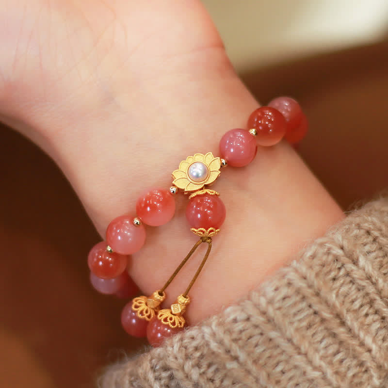 Bracelet d'illumination en agate Yanyuan et fleur de lotus