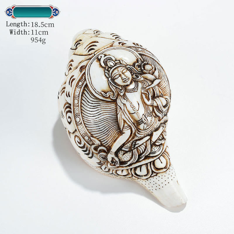 Tibetan Handmade Engraved Shankha Conch Shell Decoration