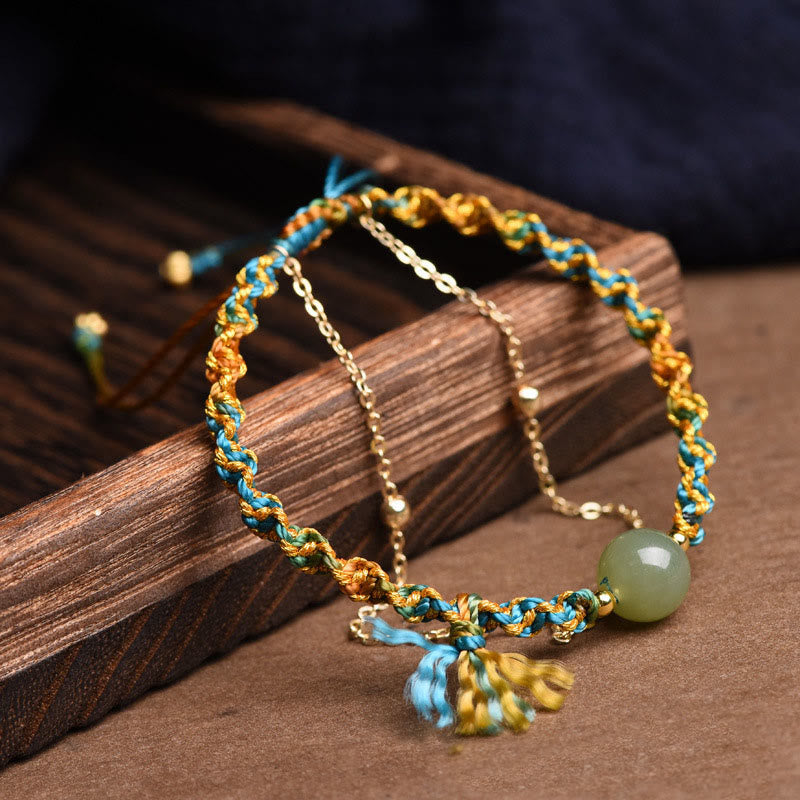 Bracelet double couche en jade fait main | Chance et abondance
