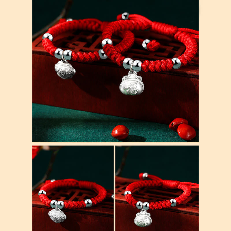 Bracelet spirituel en argent sterling pour enfants avec breloque personnage Fu