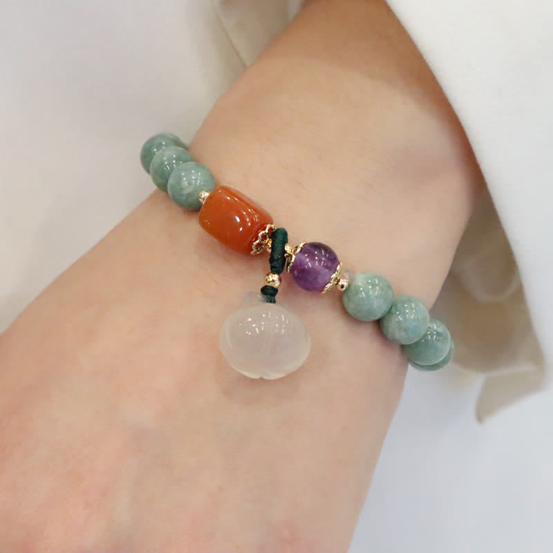 Bracelet de guérison en jade avec jade cyan et améthyste pour l'harmonie