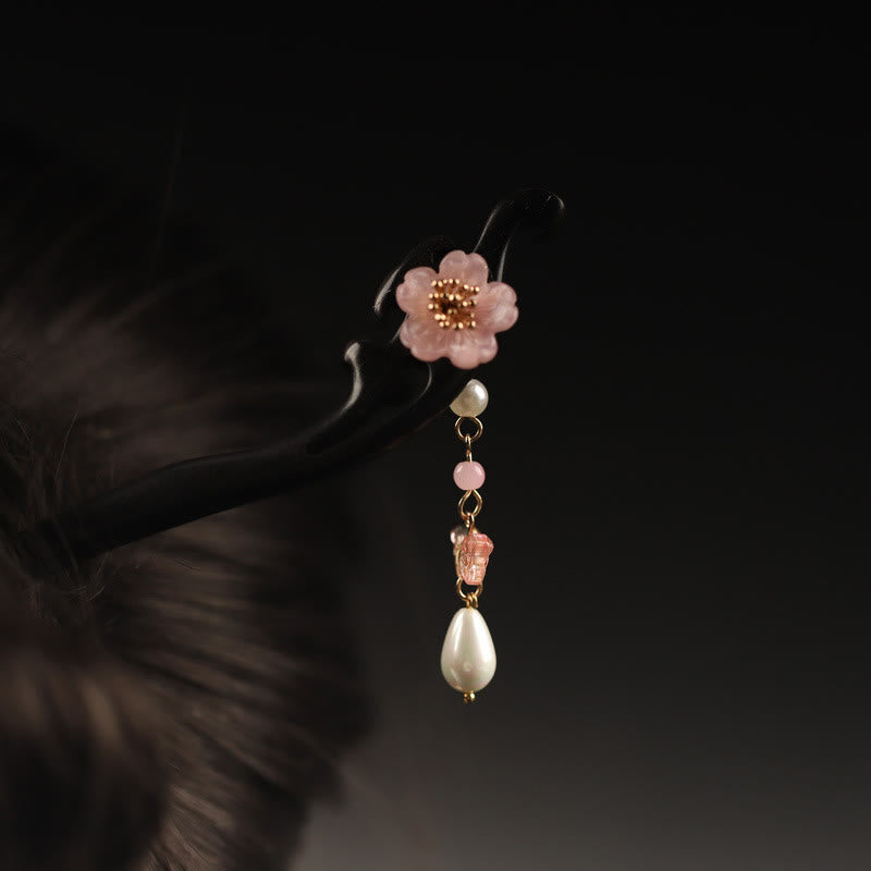 Épingle à cheveux en forme de papillon et de fleur d'ébène | Épingle à cheveux chinoise