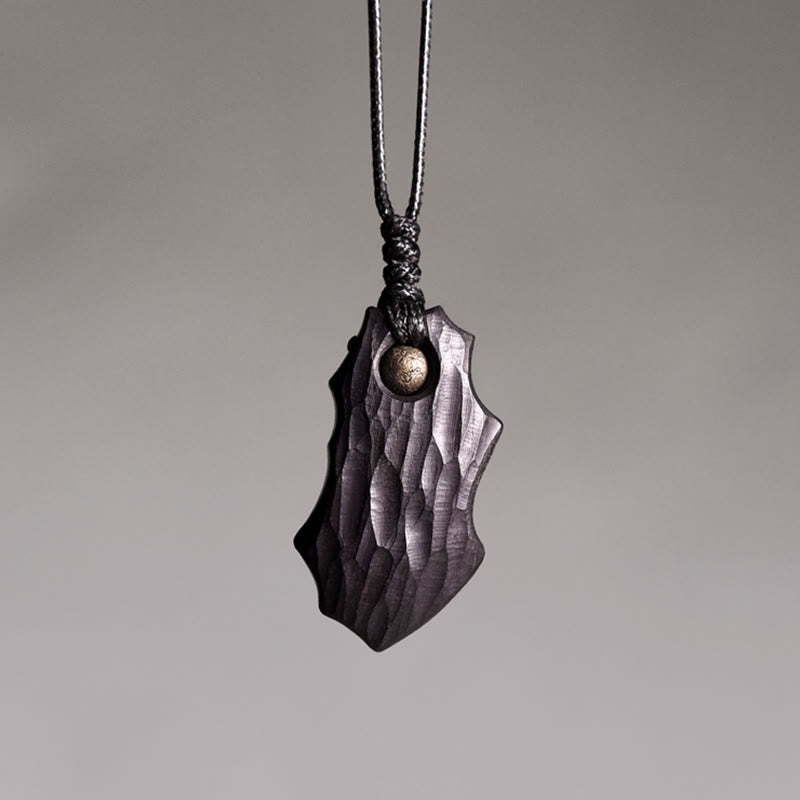 Collier spirituel en bois d'ébène et cuivre pour la paix et la protection