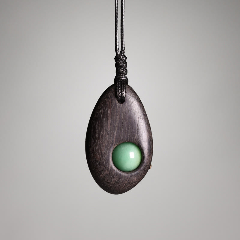 Collier Paix Calme en Bois d'Ébène et Aventurine Verte