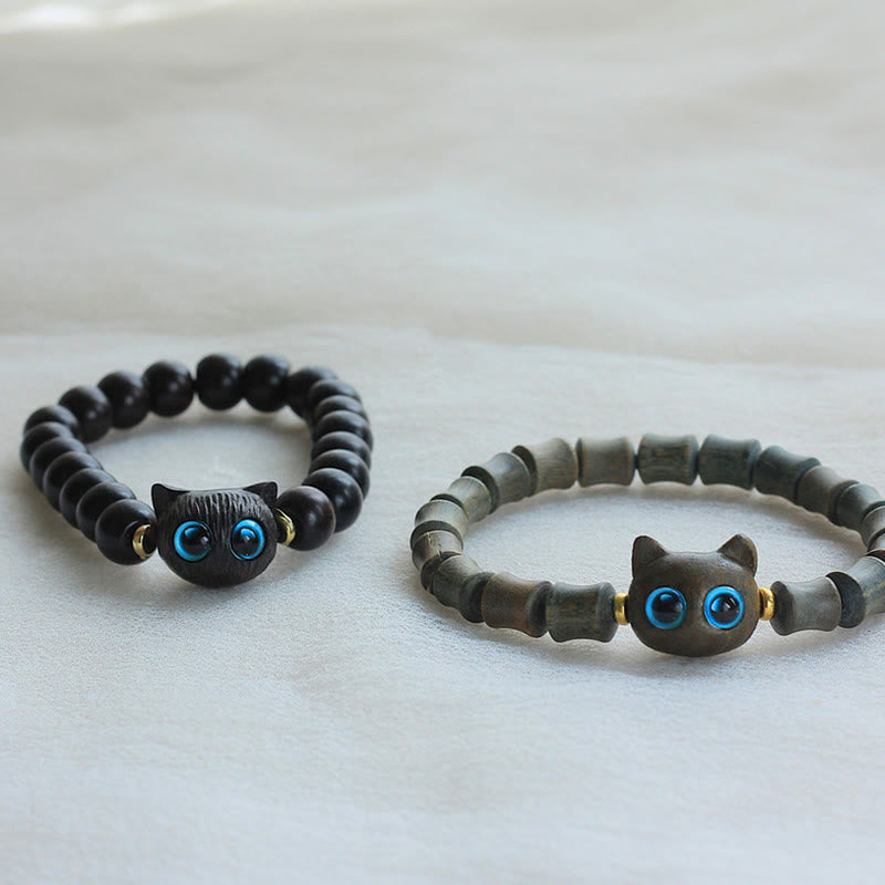 Bracelet de paix en bois d'ébène et bois de santal vert pour l'équilibre et le calme
