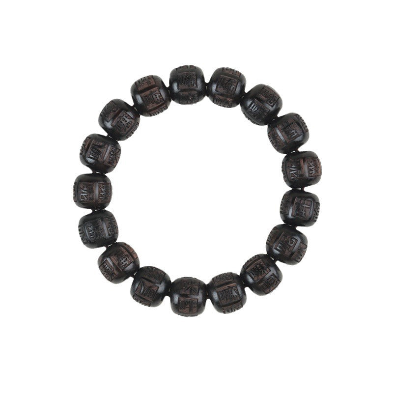 Bracelet d'équilibre unisexe en bois d'ébène Om Mani Padme Hum 13 mm