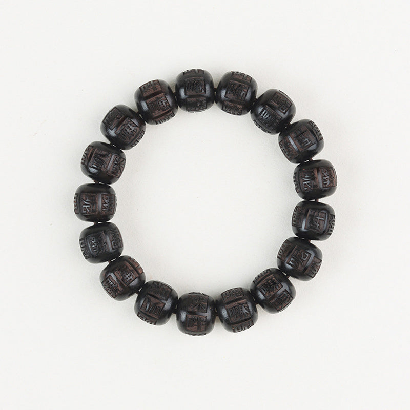 Bracelet d'équilibre unisexe en bois d'ébène Om Mani Padme Hum 13 mm