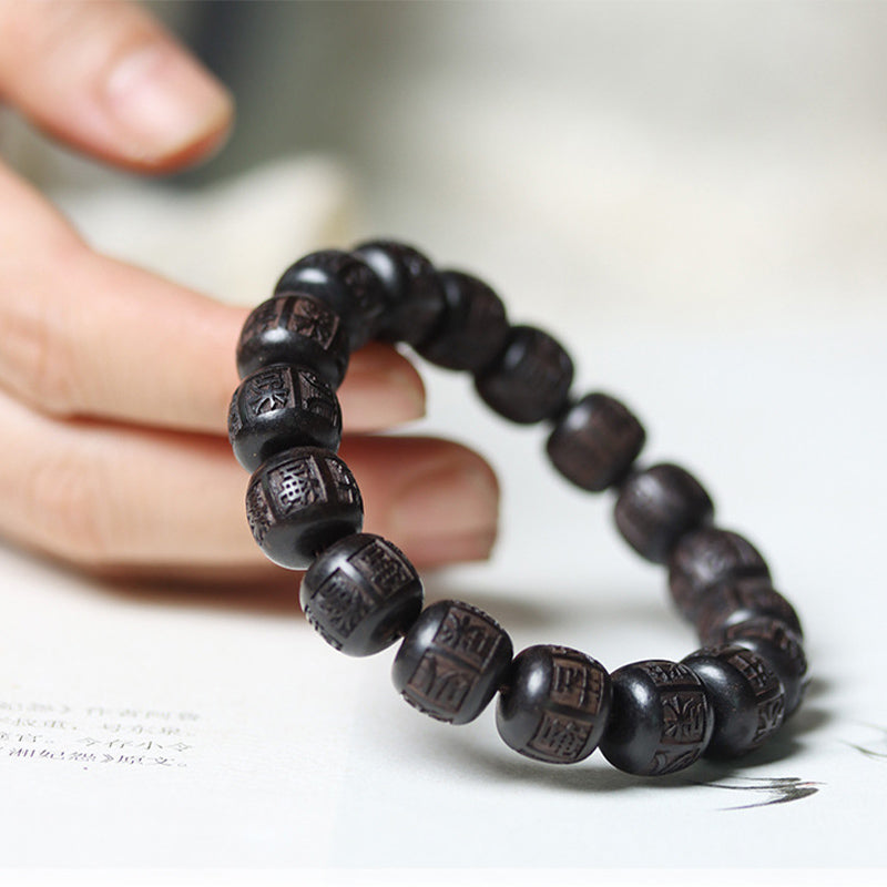 Bracelet d'équilibre unisexe en bois d'ébène Om Mani Padme Hum 13 mm