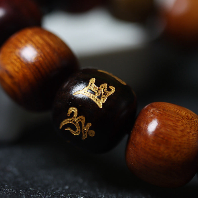 Bracelet Pureté Om Mani Padme Hum en bois d'ébène 14 mm