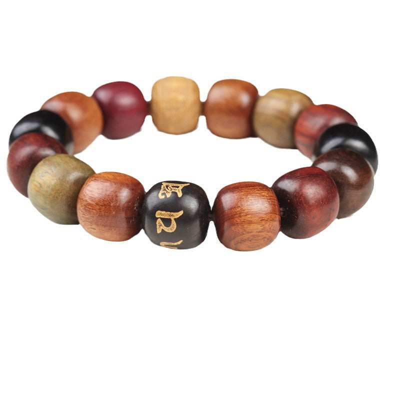 Bracelet Pureté Om Mani Padme Hum en bois d'ébène 14 mm