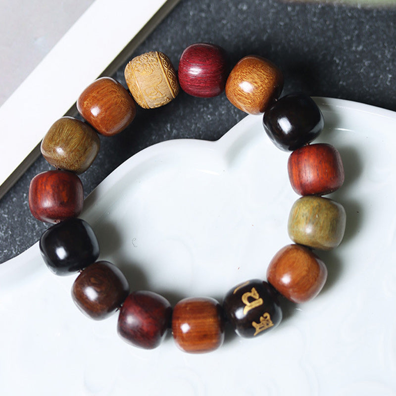 Bracelet Pureté Om Mani Padme Hum en bois d'ébène 14 mm