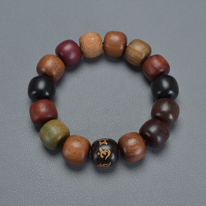 Bracelet Pureté Om Mani Padme Hum en bois d'ébène 14 mm
