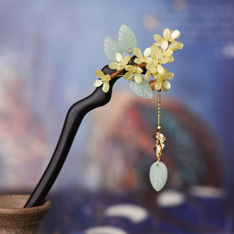 Épingle à cheveux en bois d'ébène et osmanthus | Équilibre et calme