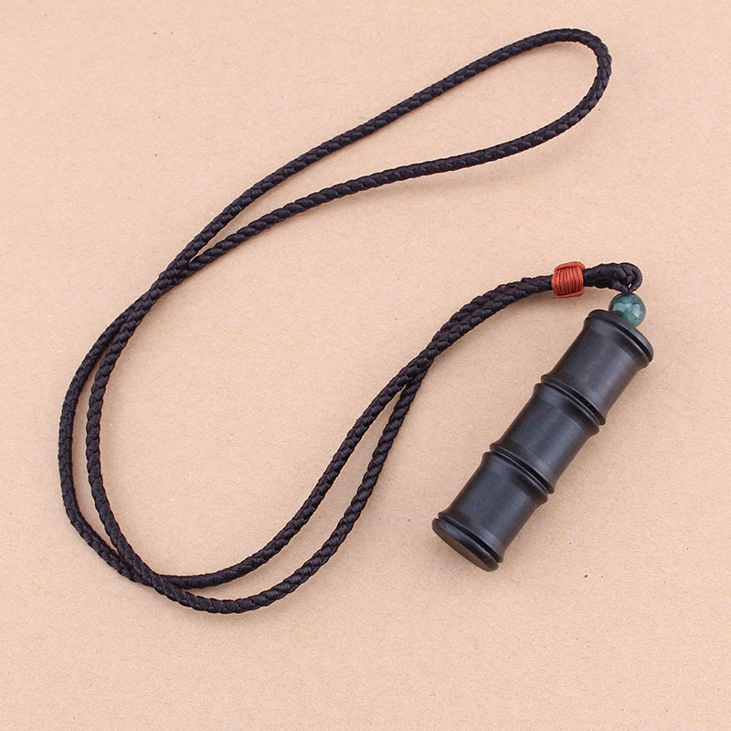 Collier spirituel en bois d'ébène avec boîte de prière Ghau en bambou
