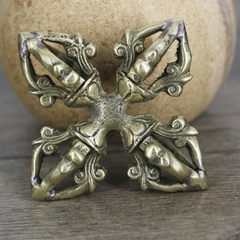 Rituel de force spirituelle double Dorje Vajra en cuivre de 6,7 cm