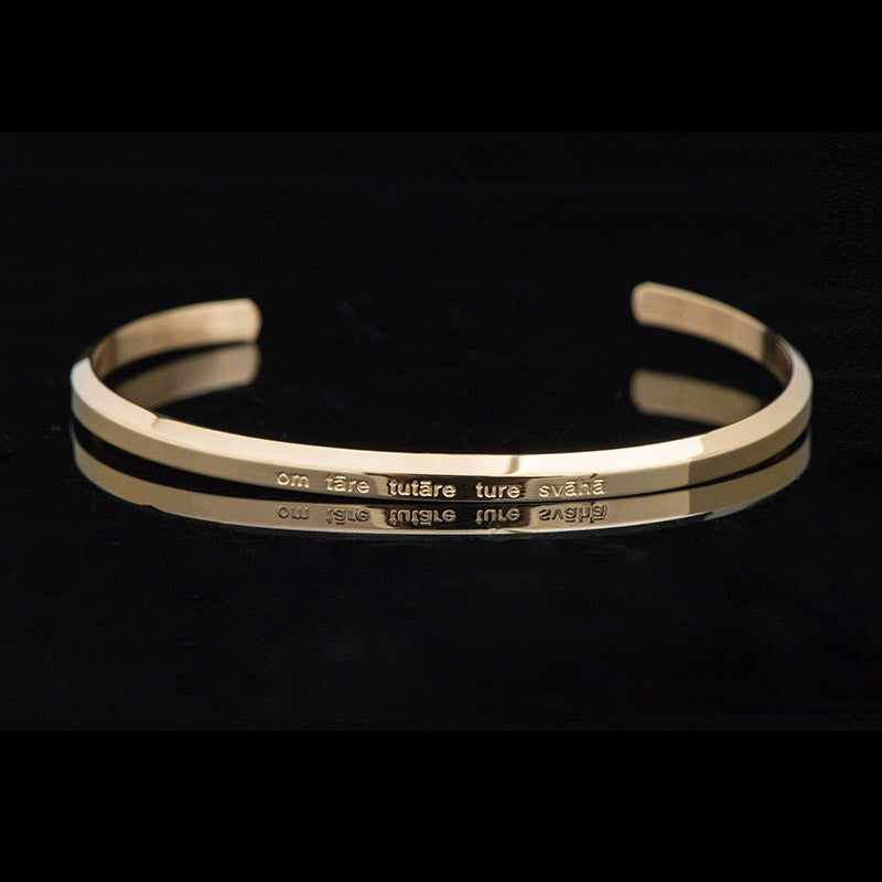 Bracelet Om Mani Padme Hum en acier titane avec six mots vrais