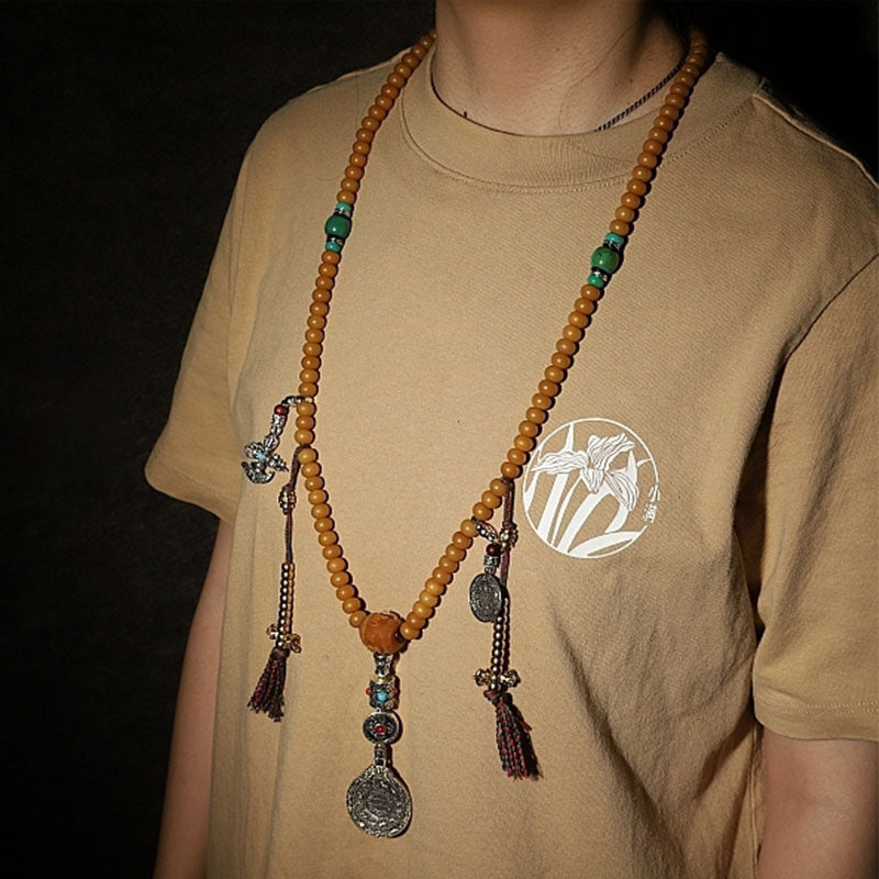 Bracelet Mala Bodhi Seed 108 perles de 9 mm pour la richesse