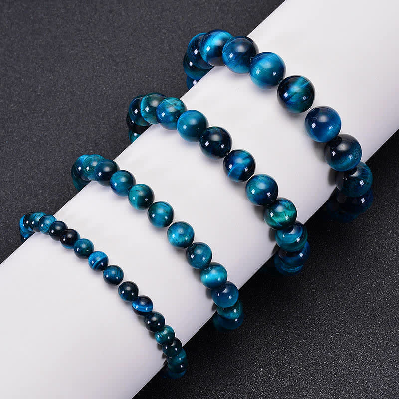 Bracelet de protection en œil de tigre bleu