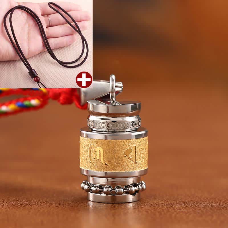 Pendentif de sagesse en acier titane Om Mani Padme Hum 1,2 cm