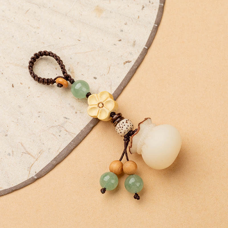 Porte-clés porte-monnaie en graines de Bodhi naturelles pour la prospérité