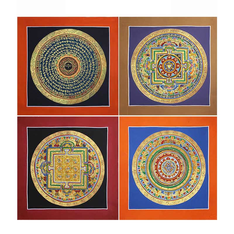 Handmade Tibetan Thangka Painting Decoration 26x26cm Random Pattern