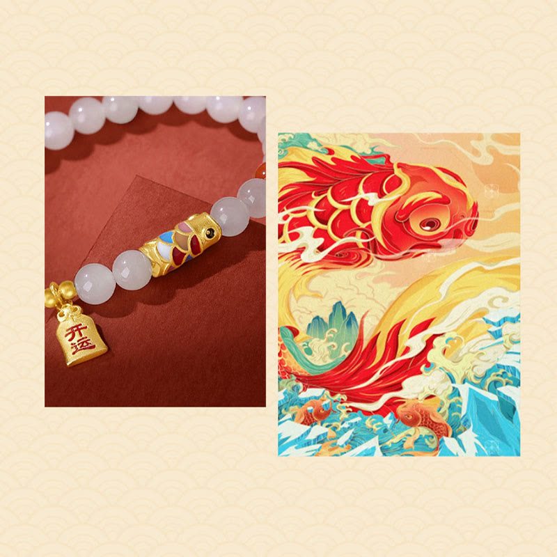 Bracelet de protection, de chance et de bonheur en jade blanc Hetian