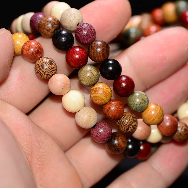 Bracelet Mala 108 perles en bois de wengé pour la méditation et l'équilibre