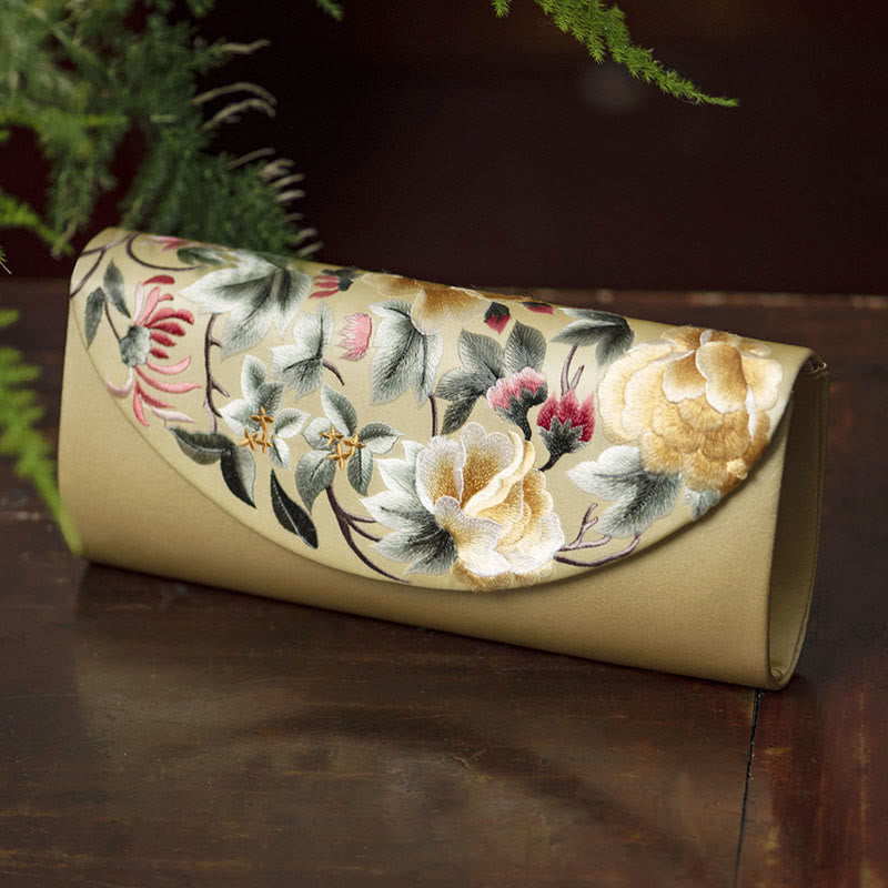 Sac bandoulière élégant brodé Su | Sac à main floral de 24 cm
