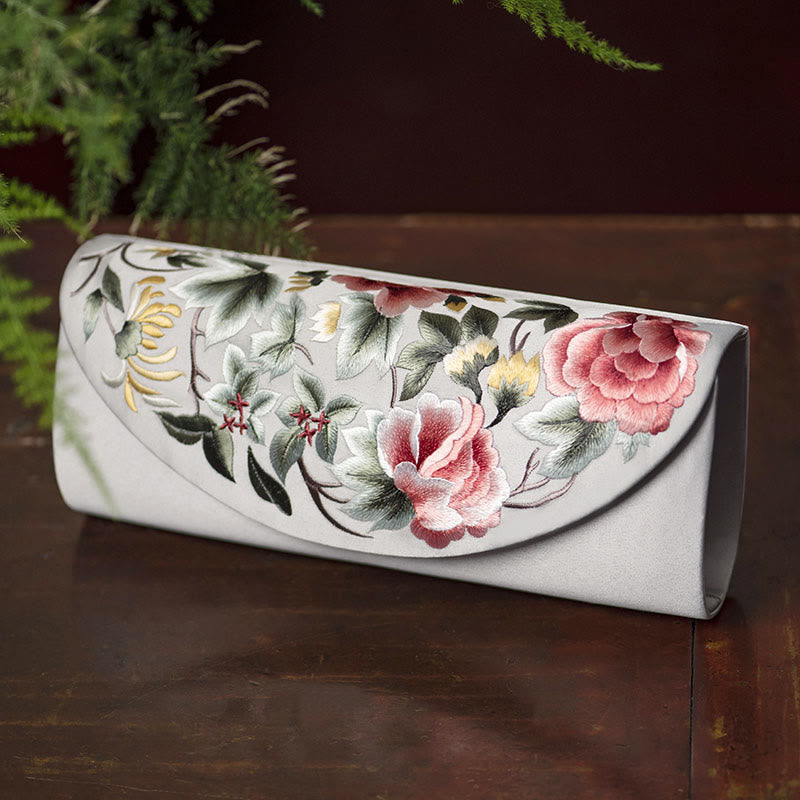 Sac bandoulière élégant brodé Su | Sac à main floral de 24 cm