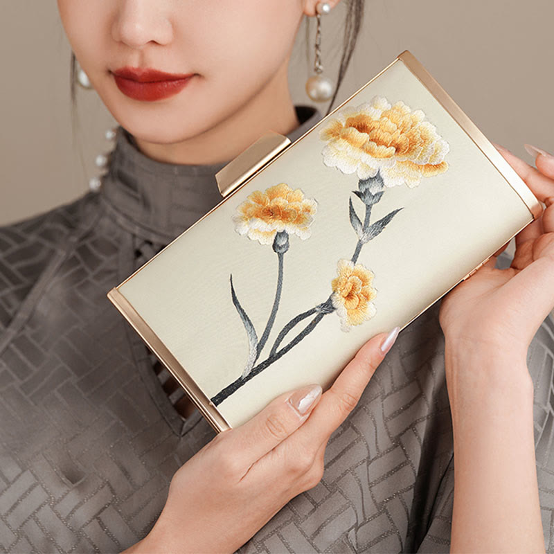 Sac bandoulière brodé avec œillets 20 cm | Motif floral élégant