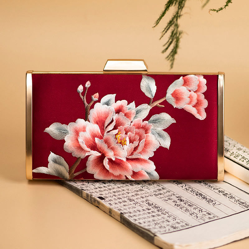 Sac bandoulière brodé avec œillets 20 cm | Motif floral élégant