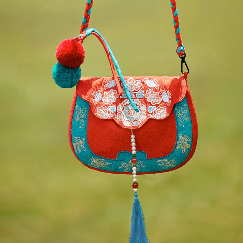 Sac bandoulière ethnique brodé Su 20 x 21 cm pour le yoga