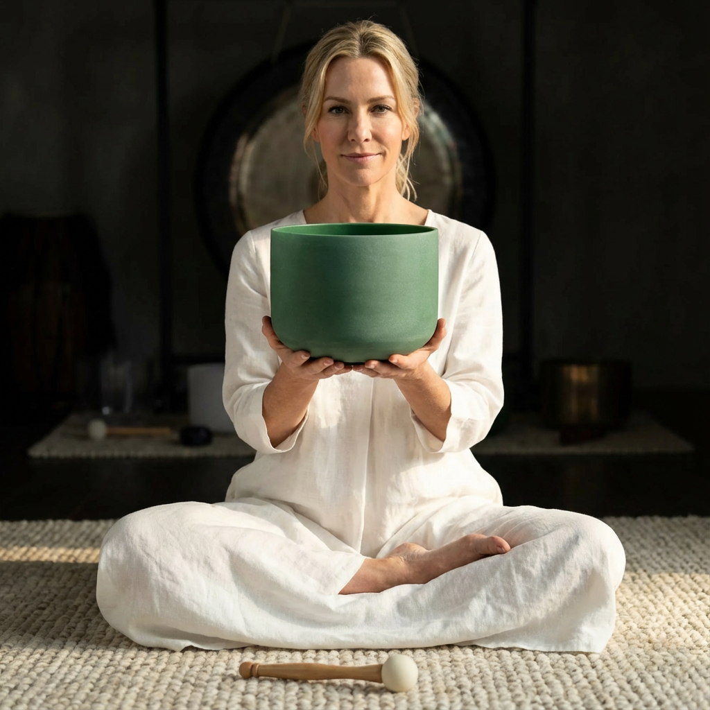 Bol chantant en cristal de fusion de pierres précieuses émeraude note F