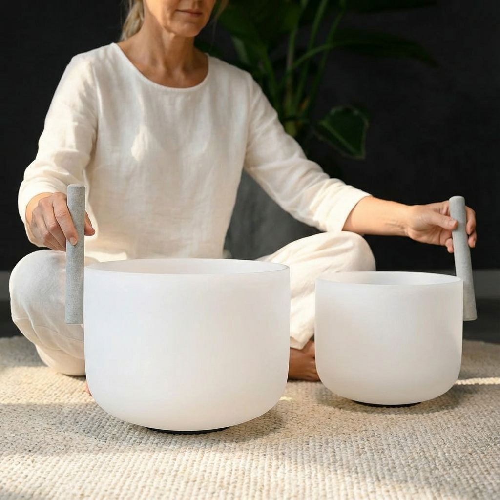 Bols chantants en cristal Earth Star et Soul Star, hauteur parfaite, 10 B3 et 8 C5, avec sac de transport