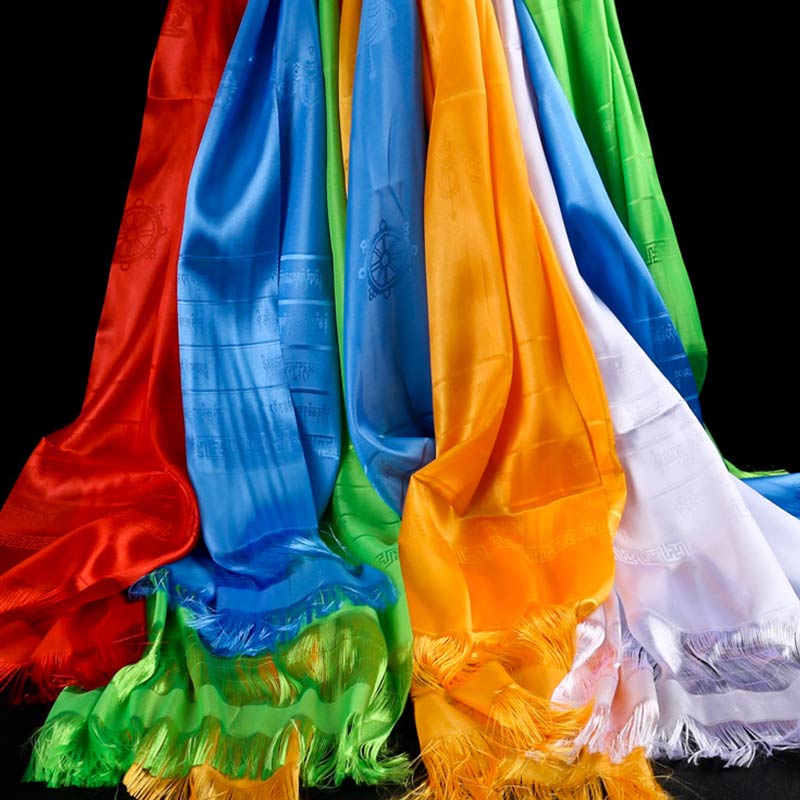 Écharpe tibétaine Khata 235 cm 5 couleurs Décor zen
