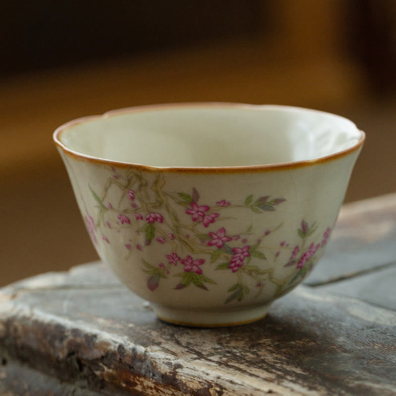 Tasse à thé en céramique Fleur de pêcher 50 ml | Sons de guérison