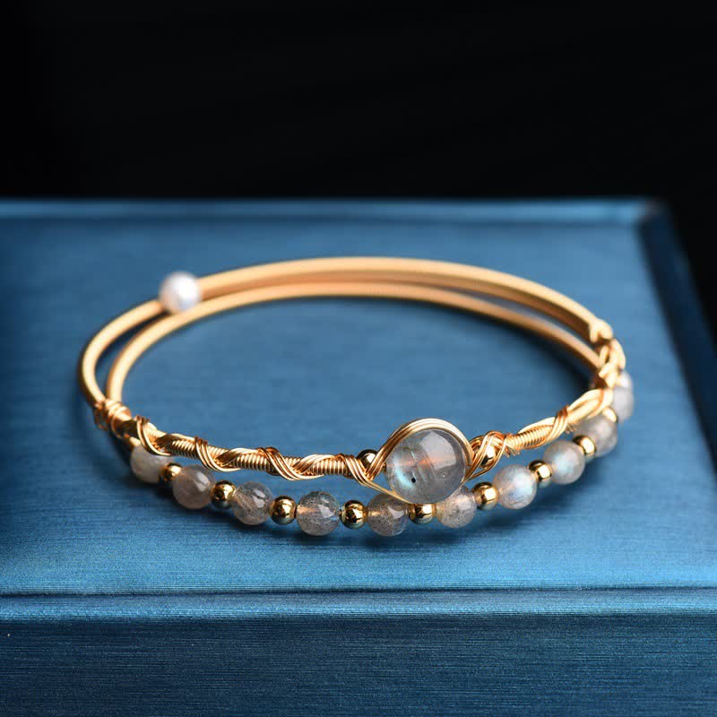 Bracelet d'amour en pierre de lune pour le calme et la guérison en métal de qualité supérieure 15-20 cm